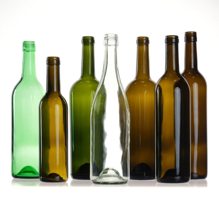 Άδειες 750 ml διαυγές κίτρινο πράσινο στρογγυλό γυαλί μπουκάλια κρασιού Bordeaux με κάλυμμα φελλού