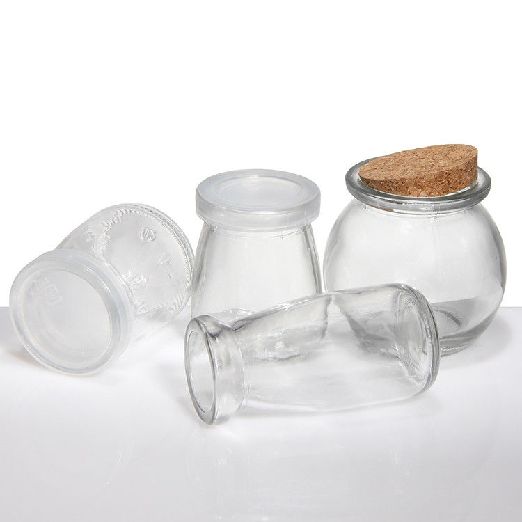 100 ml 200 ml Mini Round Clear Glass Milk Yogurt Pudding Jar με ξύλινο καπάκι