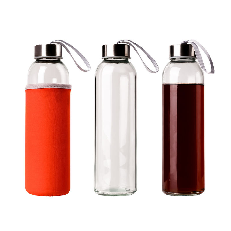 350 ml 500 ml στρογγυλό αθλητικό γυάλινο μπουκάλι νερού υψηλής βροσιλικικής περιεκτικότητας με σιλικόνιο