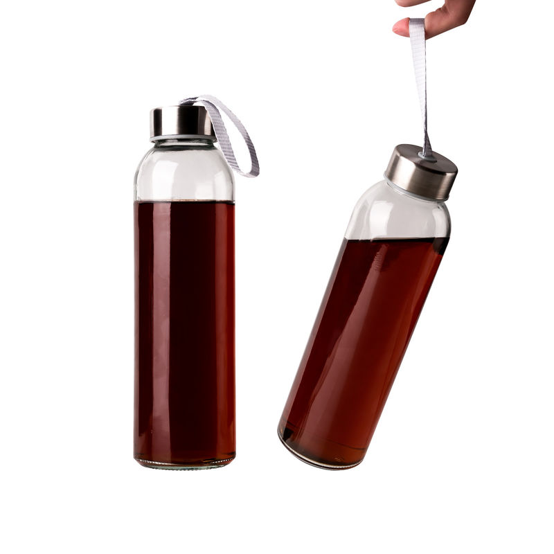 350 ml 500 ml στρογγυλό αθλητικό γυάλινο μπουκάλι νερού υψηλής βροσιλικικής περιεκτικότητας με σιλικόνιο