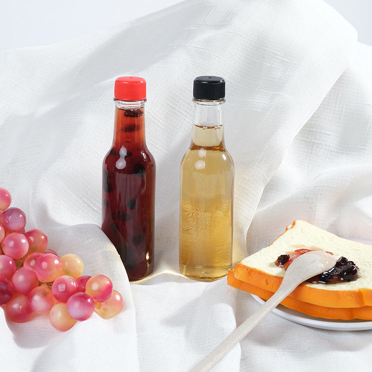 12 Oz Ring Neck Hot Chili Sauce γυάλινα μπουκάλια με μαύρο πλαστικό καπάκι για σάλτσες Bbq