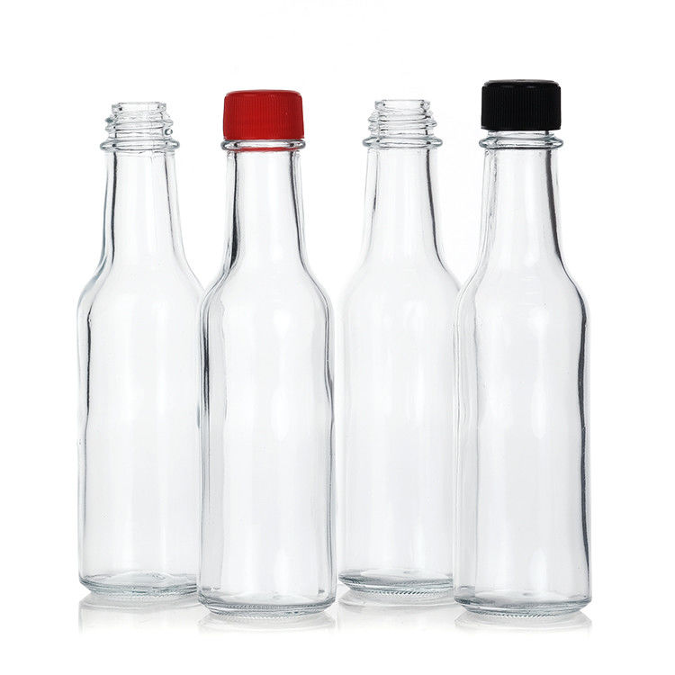 150 ml 250 ml 5oz Woozy σαλάτα ζεστή σάλτσα γυάλινα μπουκάλια μίνι με ανθεκτικό μαύρο καπάκι